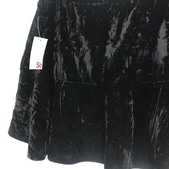 So Black Luxe Velvety Velour Pull On Peplum Mini Skirt NEW - Picture 9 of 16